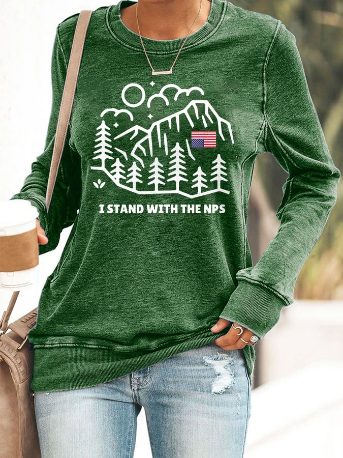 Retro  I Stand With The NPS  Print Sweatshirt