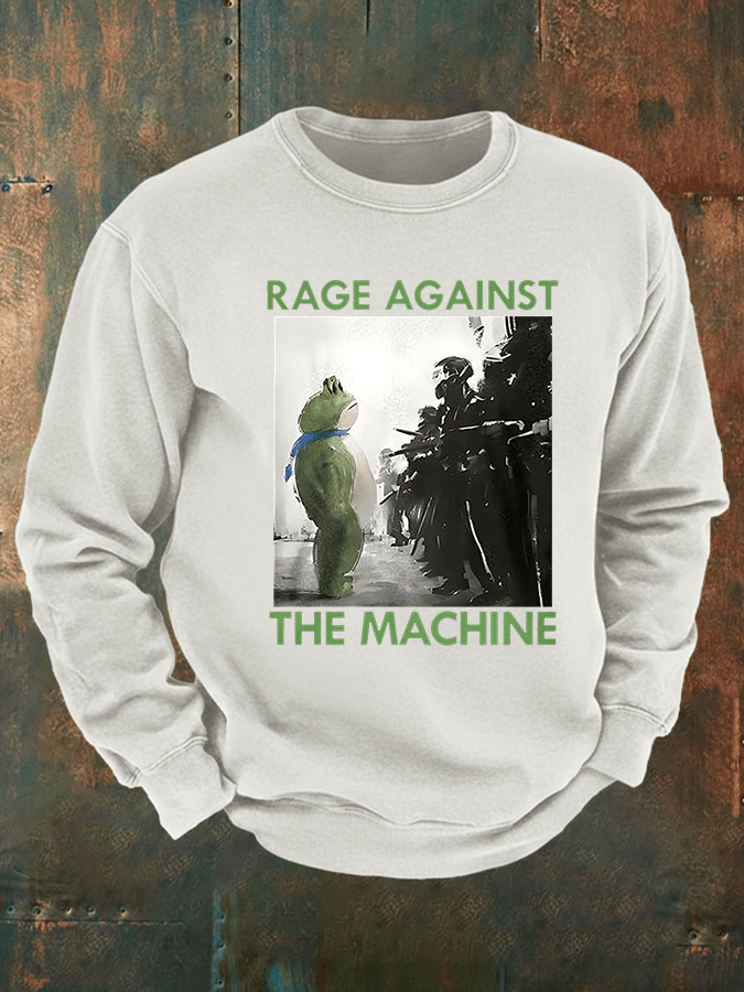 Men's Frog Resistance Print Casual Sweatshirt