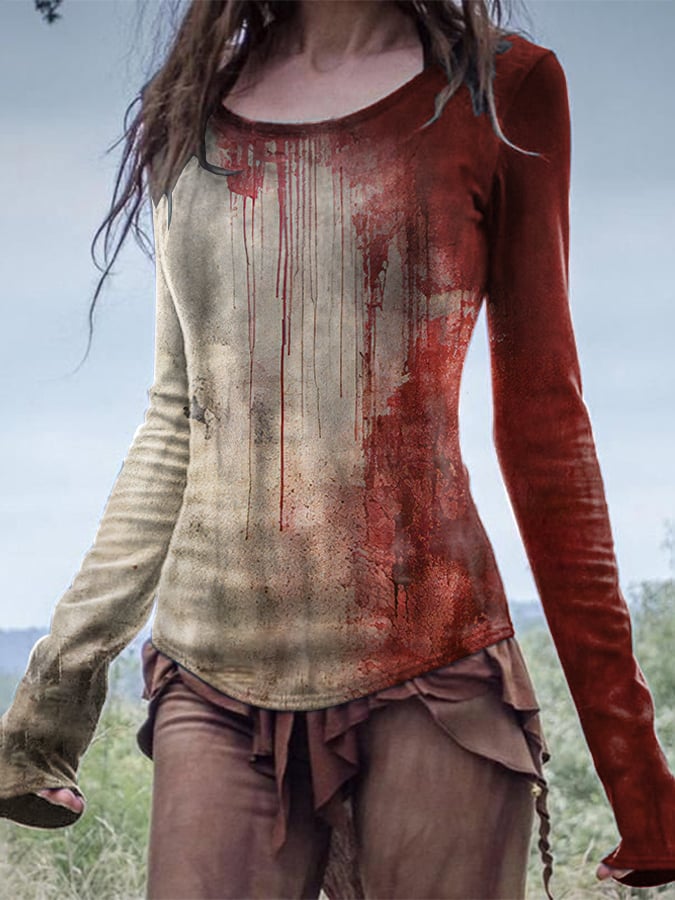 Women's Bloody Halloween Print Top