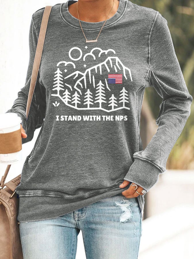 Retro  I Stand With The NPS  Print Sweatshirt