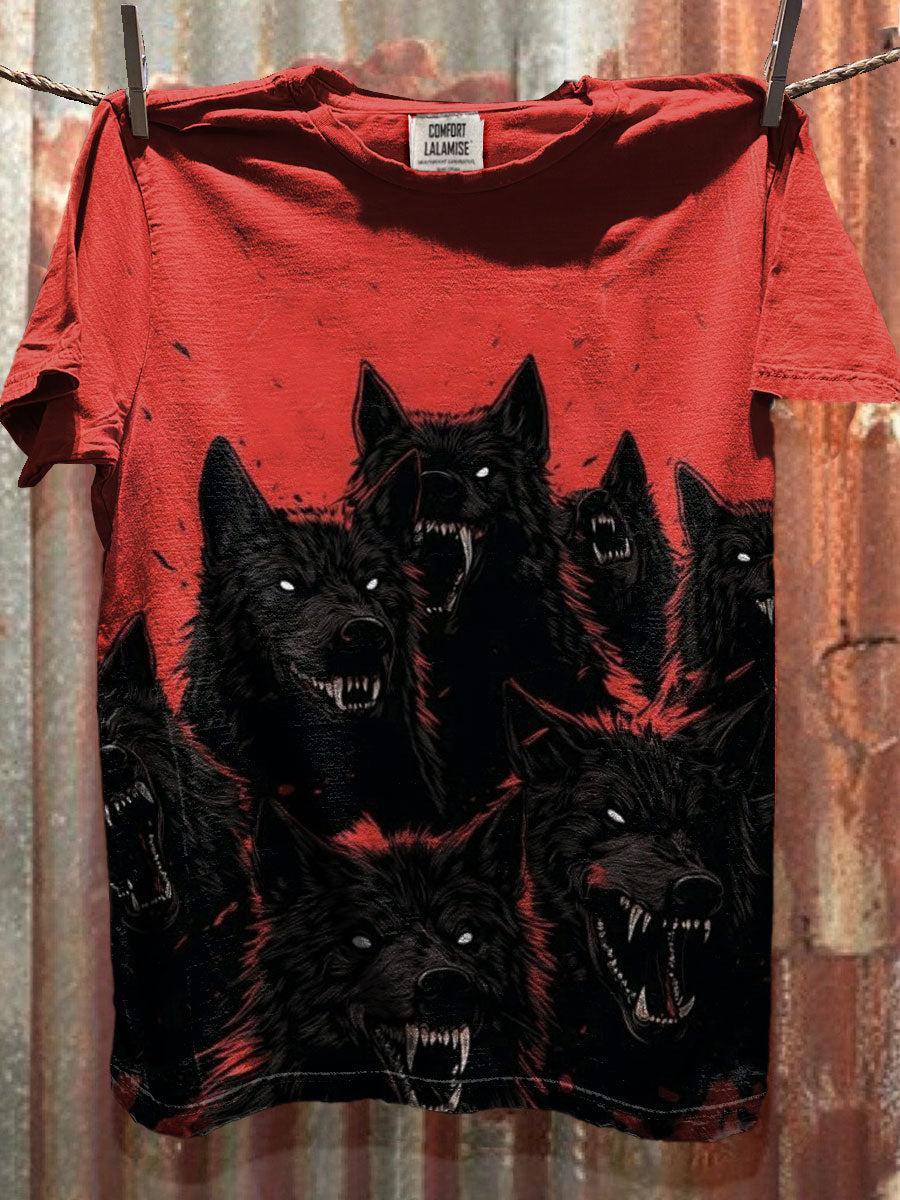 Wolf Art Print Casual Short Sleeve T-shirt