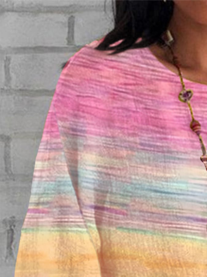 Women's Breast Cancer Awareness Print Crew Neck Loose Fit Shirt