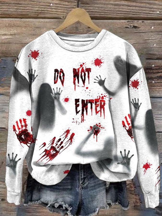 Women'S Halloween Ghost Print Sweatshirt