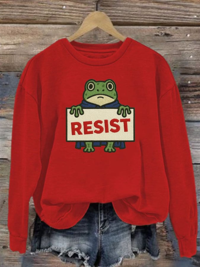 Women's Portland Frog Print Casual Sweatshirt
