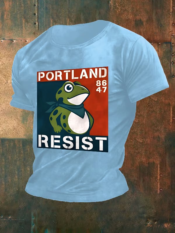 Men's  Portland Frog 8647 resist Print T-Shirt