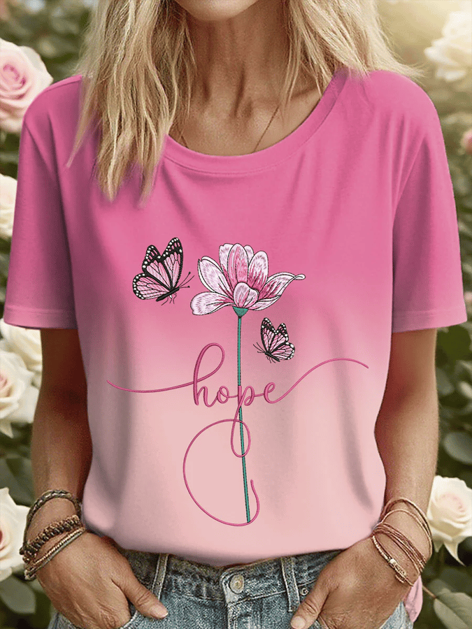 Women's Breast Cancer Printed T-Shirt