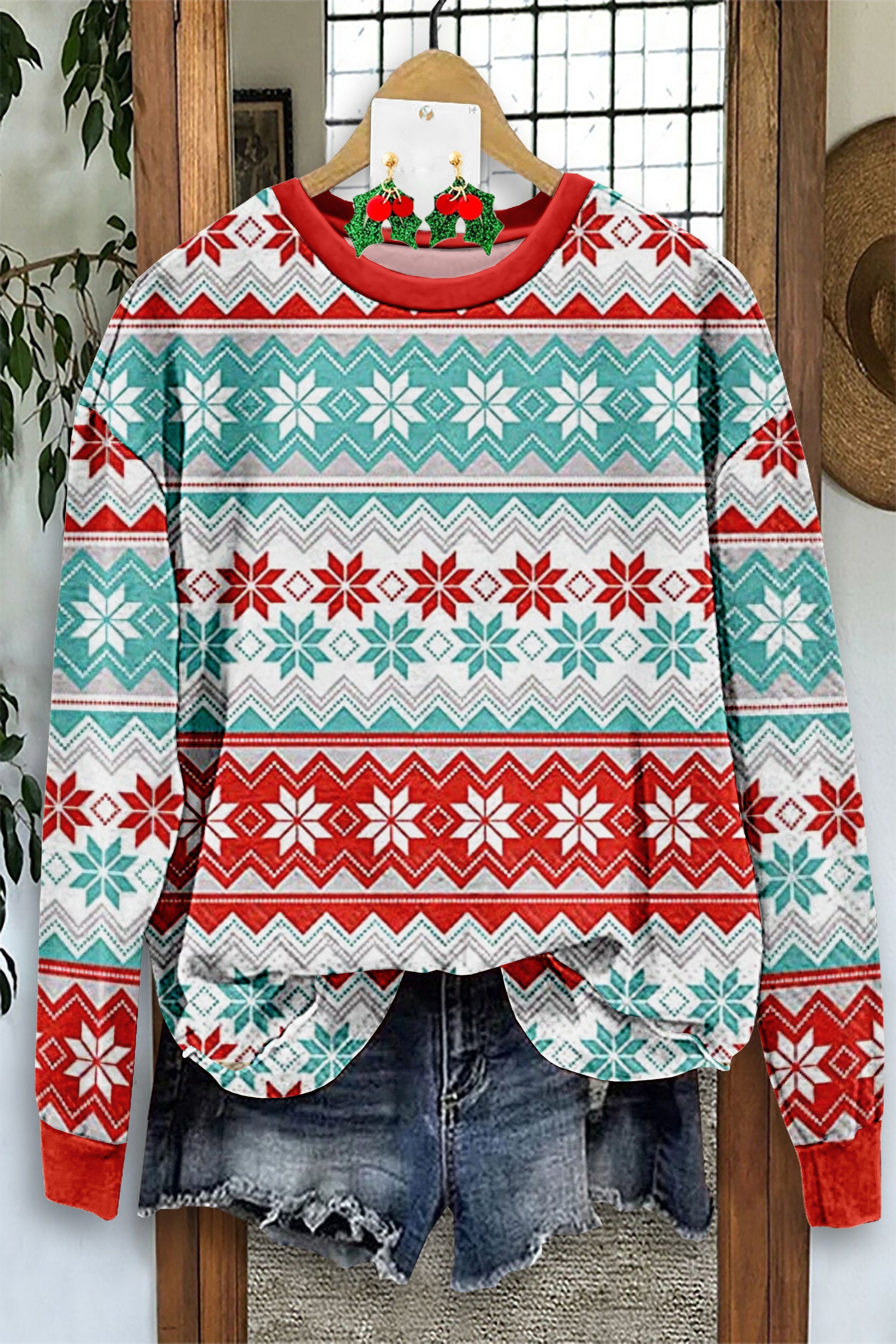 Christmas Snow Print Sweatshirt