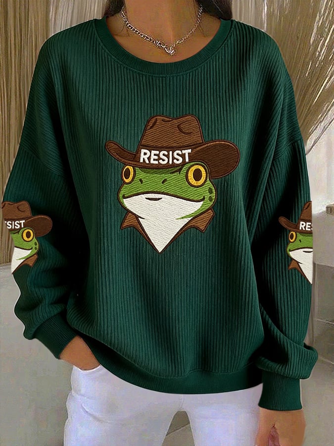Women's Resist Frog Print Casual Sweatshirt