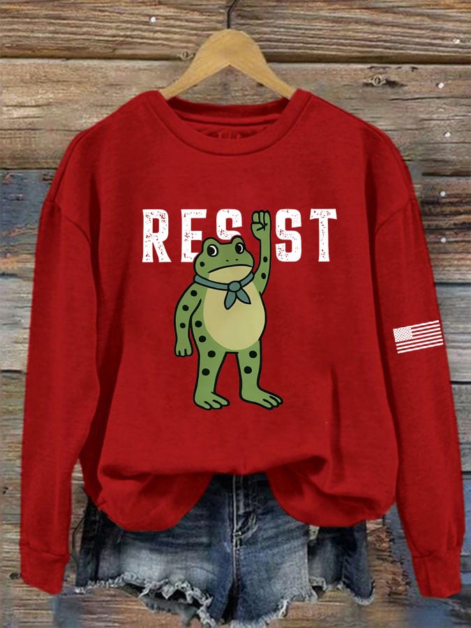 Women's Portland Frog Print Casual Sweatshirt