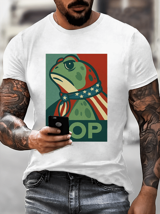 Men's Hop Portland Frog Printed Casual T-Shirt