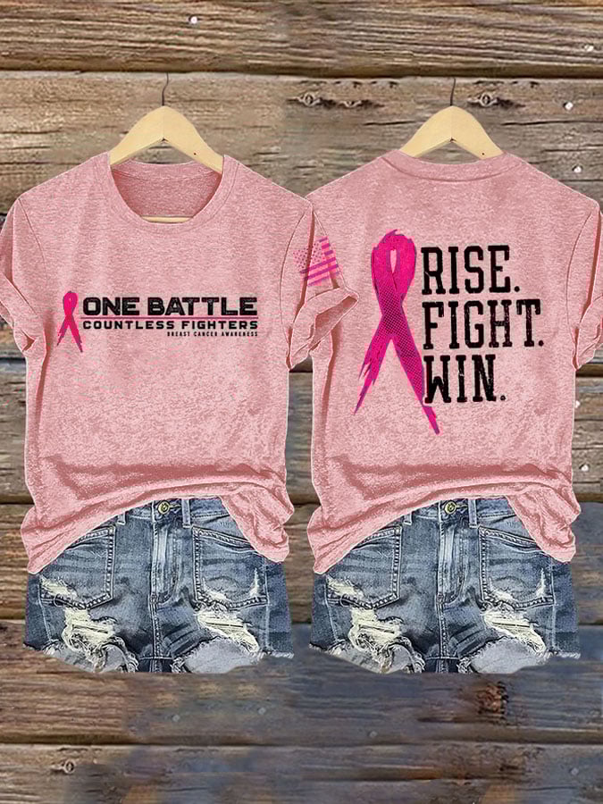 Women'S Breast Cancer Print Short Sleeve T-Shirt