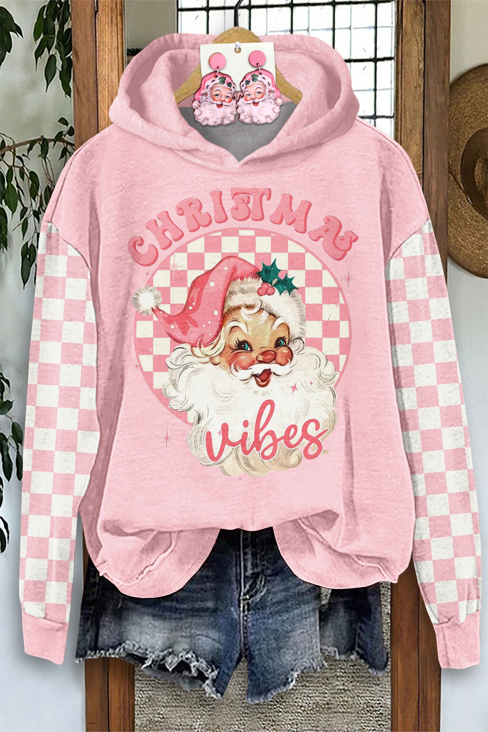Sweet Christmas Santa Claus Print Hoodie