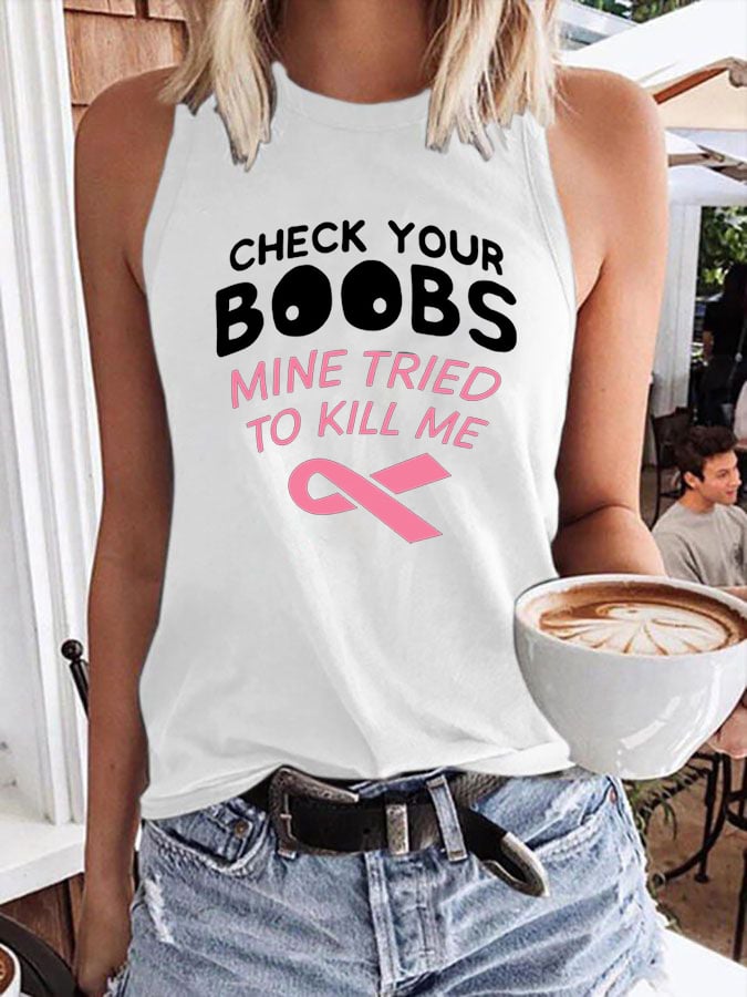 Women'S Breast Cancer Crew Neck Vest
