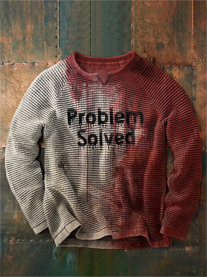 Men's Bloody Problem Solved Halloween Print Check Sweatshirt