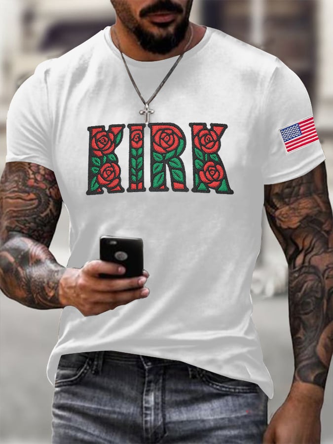 Men's Rose Printed Casual T-Shirt