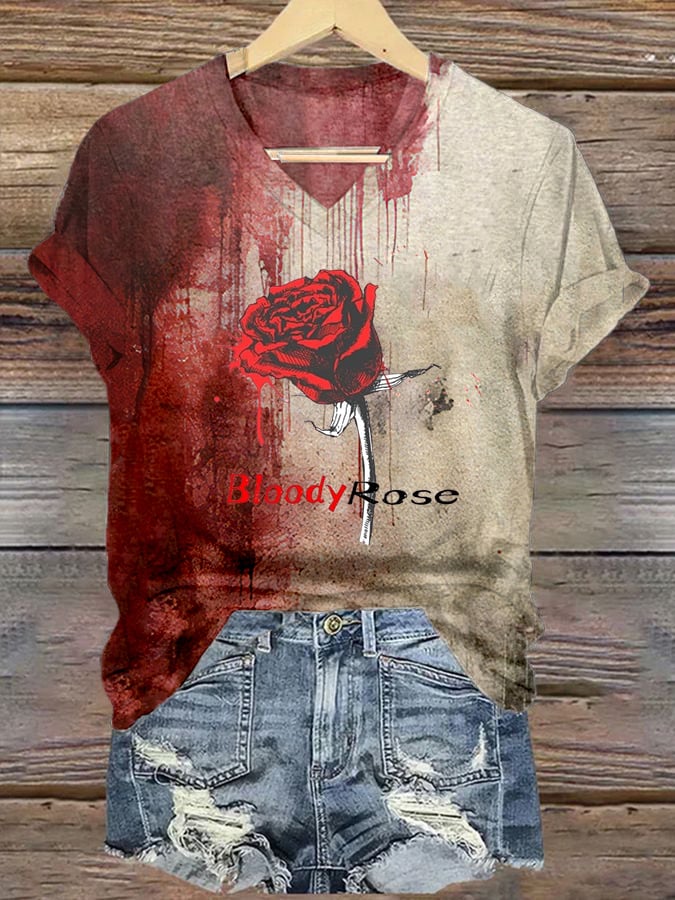 Women's Bloody Halloween Print Casual T-Shirt