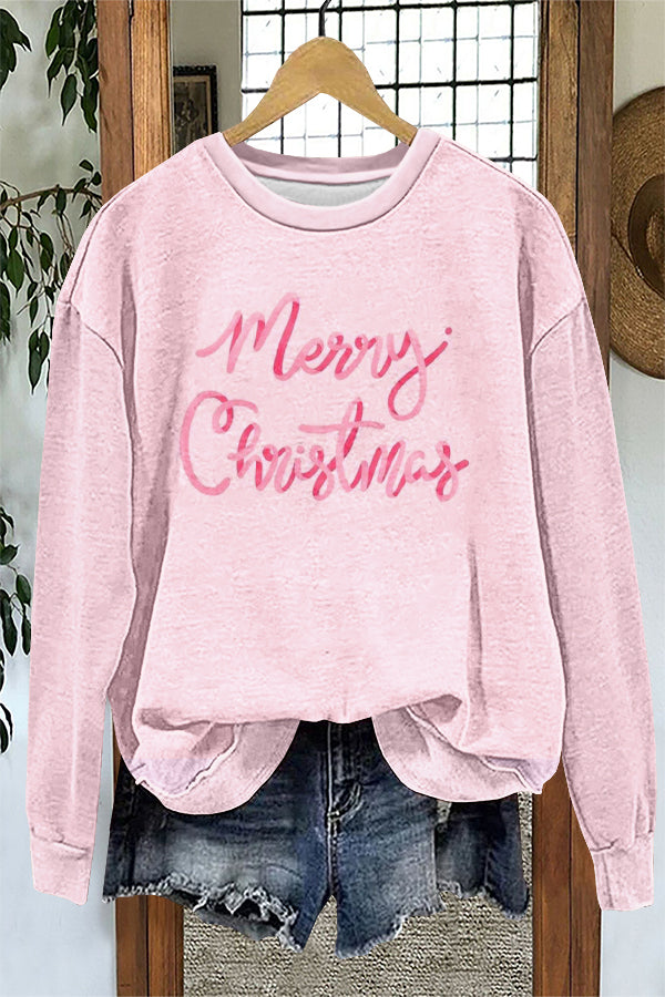 Sweet Merry Christmas Print Sweatshirt