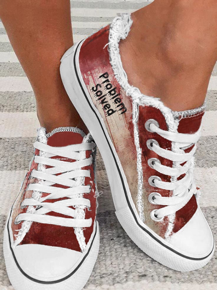 Women's Bloody Problem Solved Halloween Flat Sneakers