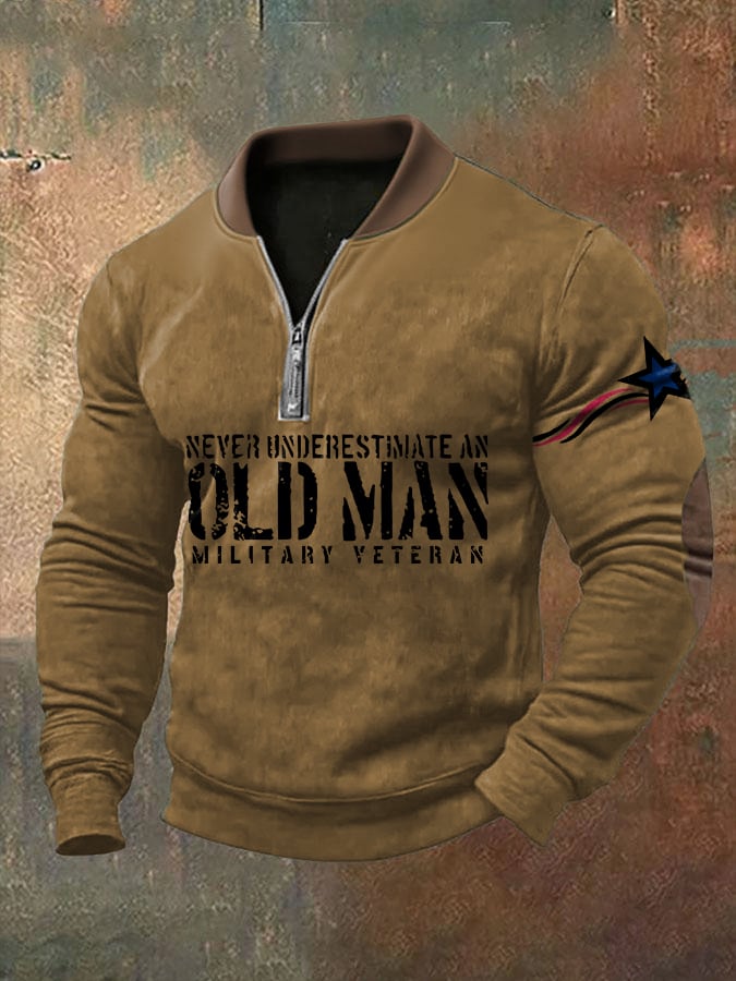 Men'S Veteran Vintage Print Sweatshirt
