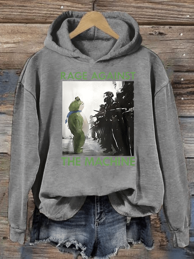 Women's Frog Resistance Print Casual Hoodie