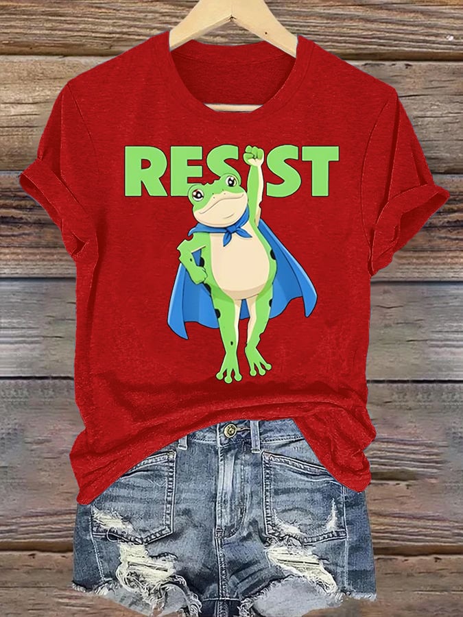 Women's  Portland Frog Art Print Casual T-Shirt