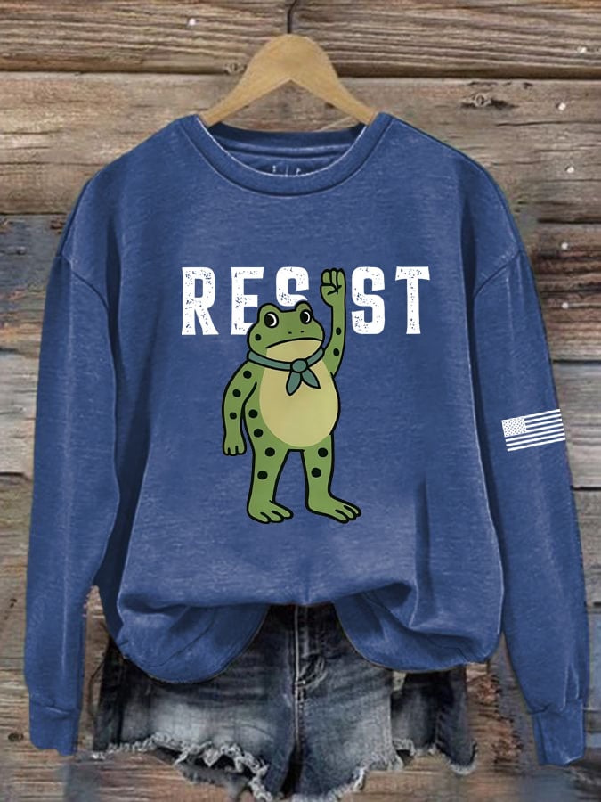 Women's Portland Frog Print Casual Sweatshirt