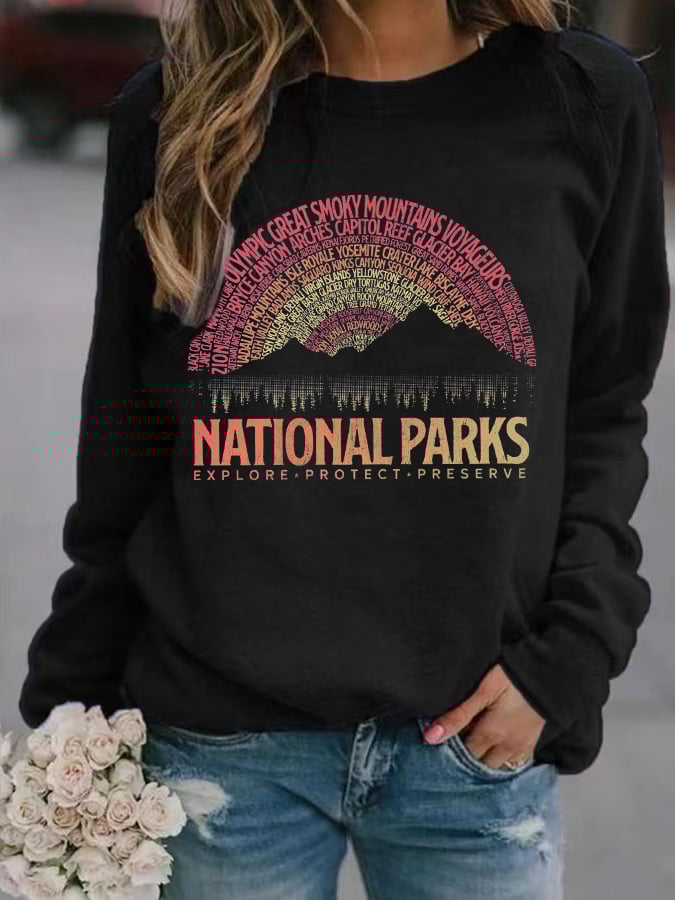 Women's National Parks Explore, Protect, Preserve Print Sweatshirt