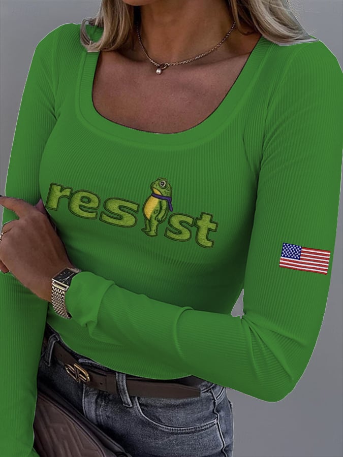 Women's FDT Print Fabric Long Sleeve T-Shirt