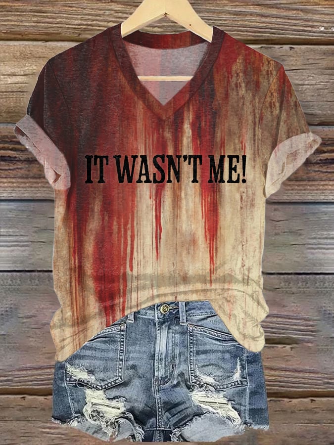 Women's Bloody Halloween It Wasn't Me  Print Casual T-Shirt