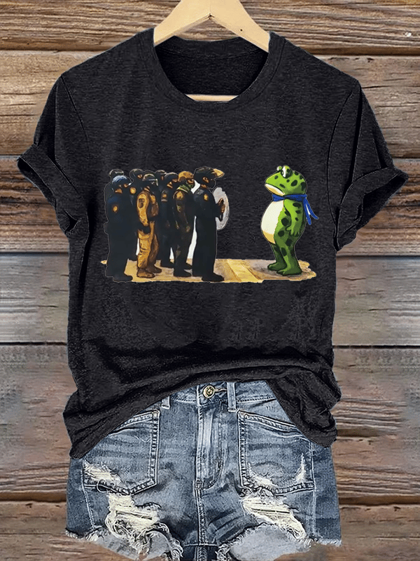 Women's  Portland Frog Resist  Printed Casual T-Shirt