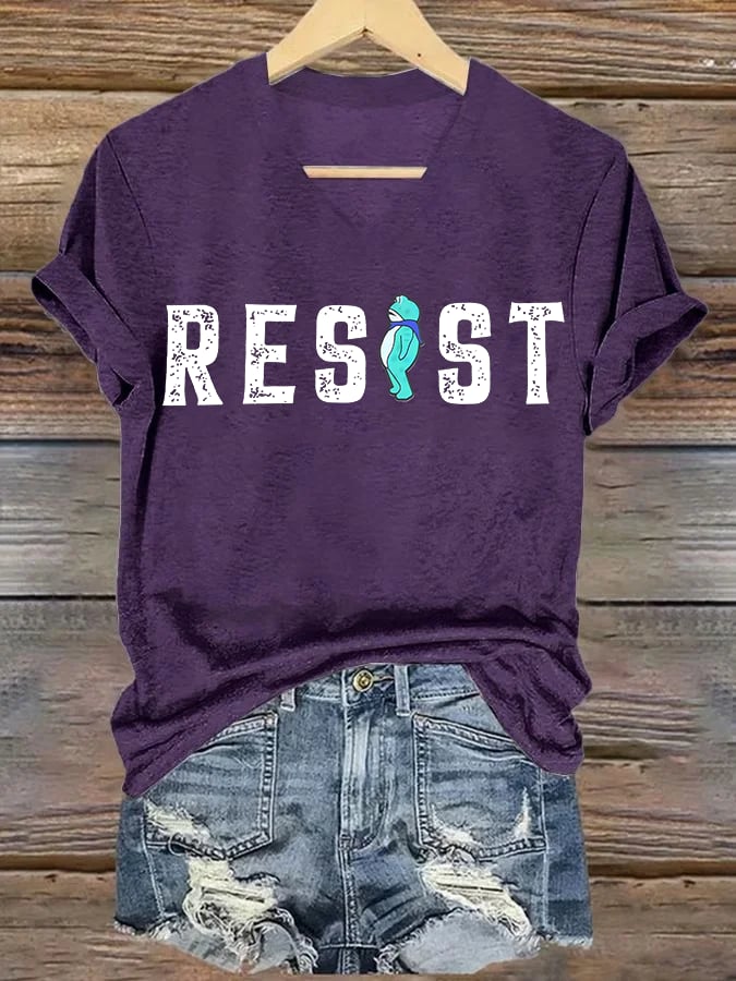 V-neck Women's  Portland Frog resist Print T-Shirt