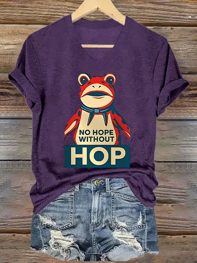 V-neck Women's no hope without hop  Printed Casual T-Shirt