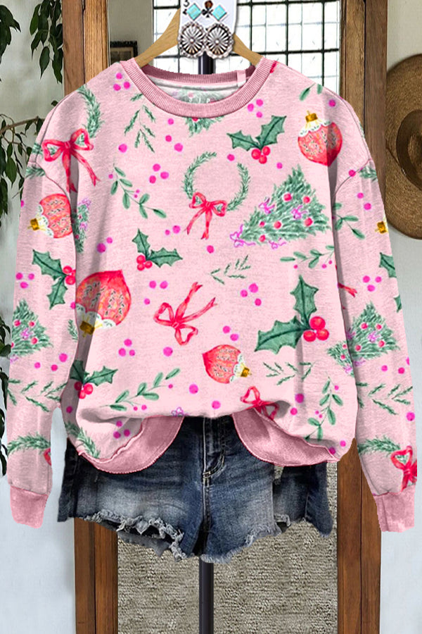 Classic Contrast Christmas Tree Print Sweatshirt