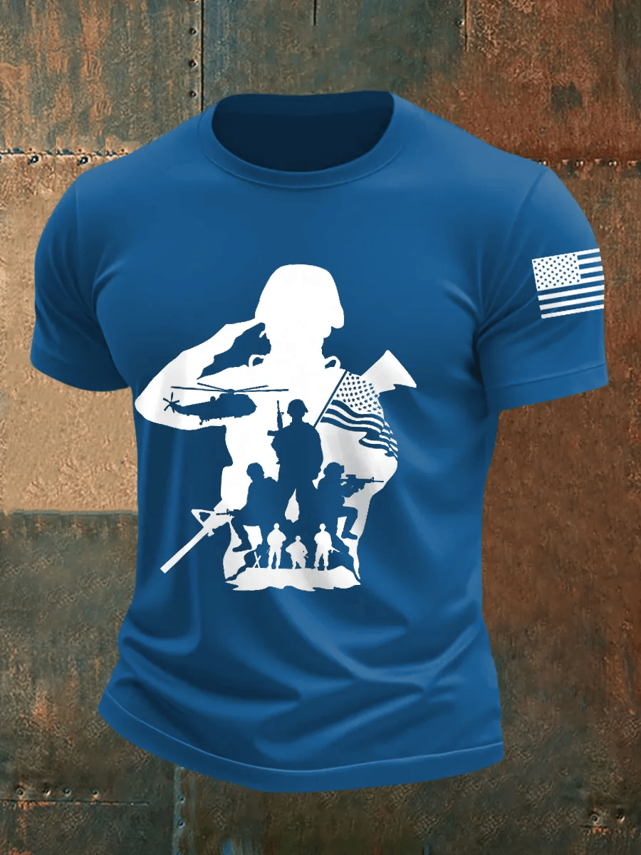Men's Veteran Printed Round Neck T-Shirt