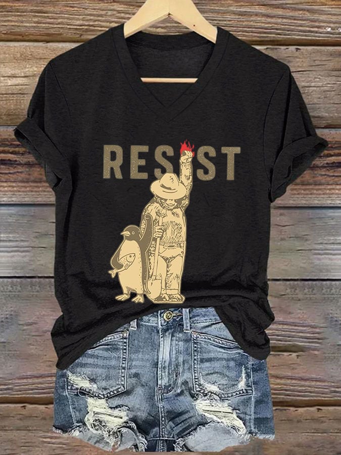 Women's FDT Portland Frog Protest Revolt Machine Print T-Shirt