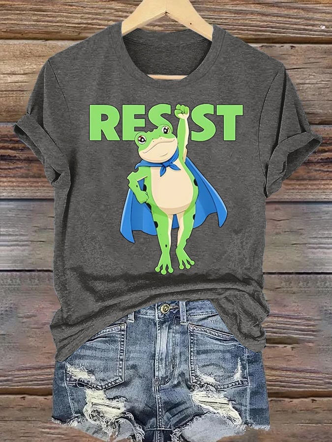 Women's  Portland Frog Art Print Casual T-Shirt