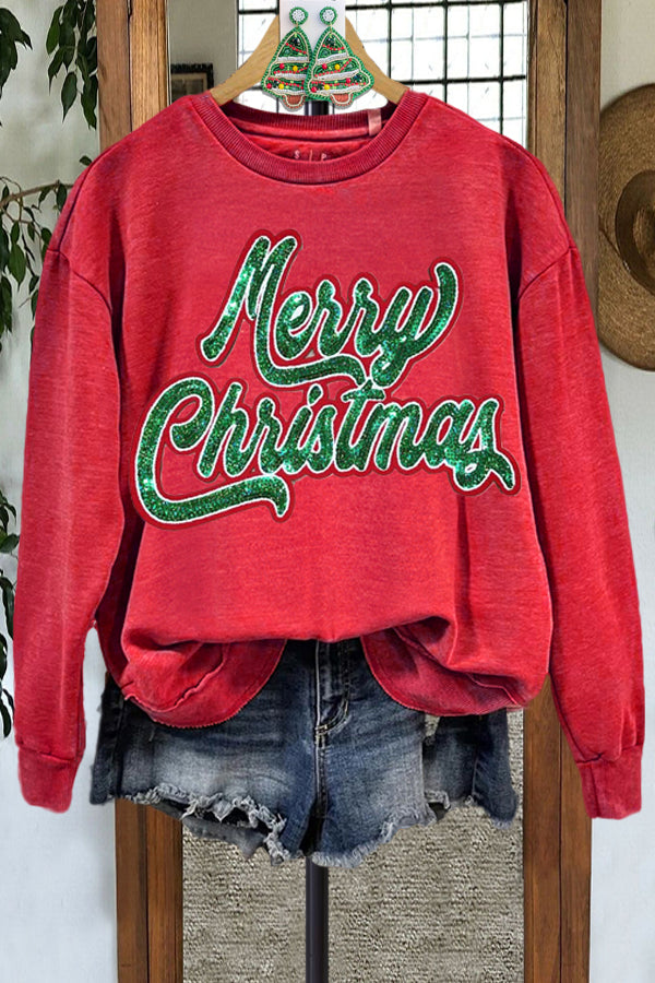 Retro Contrast Color Christmas Sweatshirt