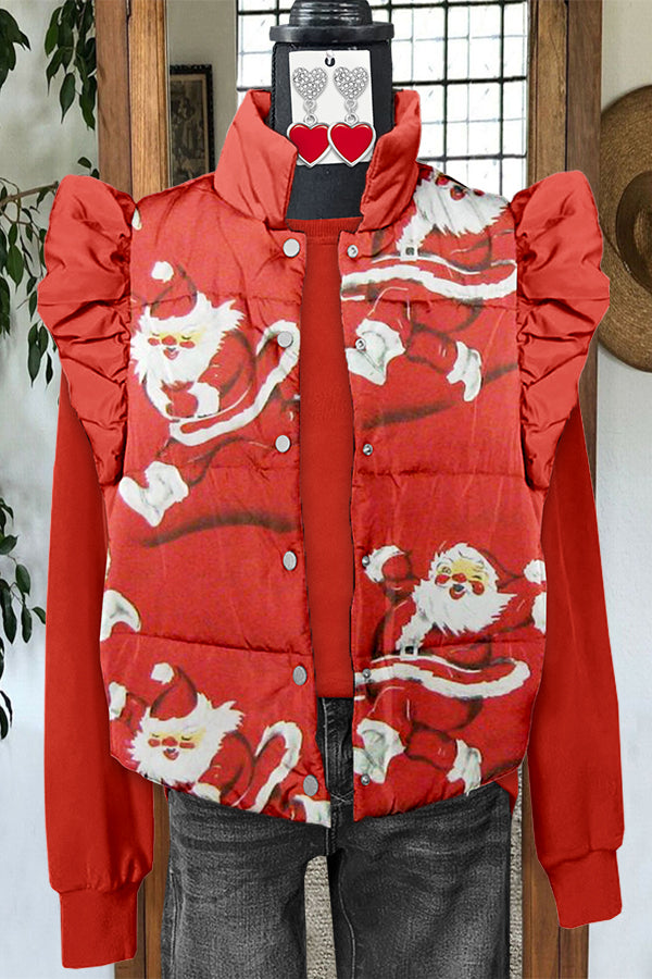 Retro Happy Ugly Christmas Santa Claus Flying Sleeve Vest