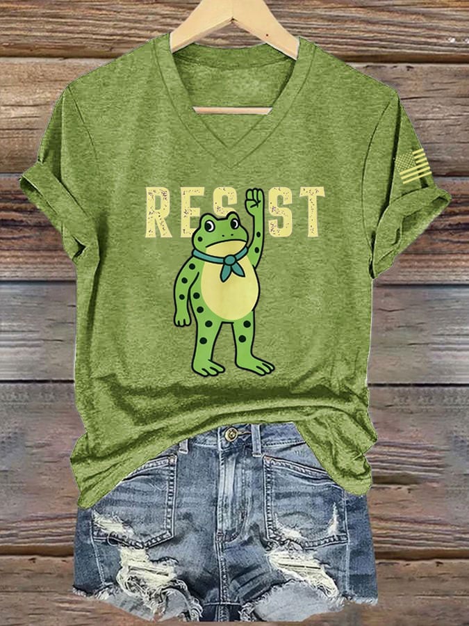 Women's FDT Portland Frog Protest Revolt Machine Print T-Shirt