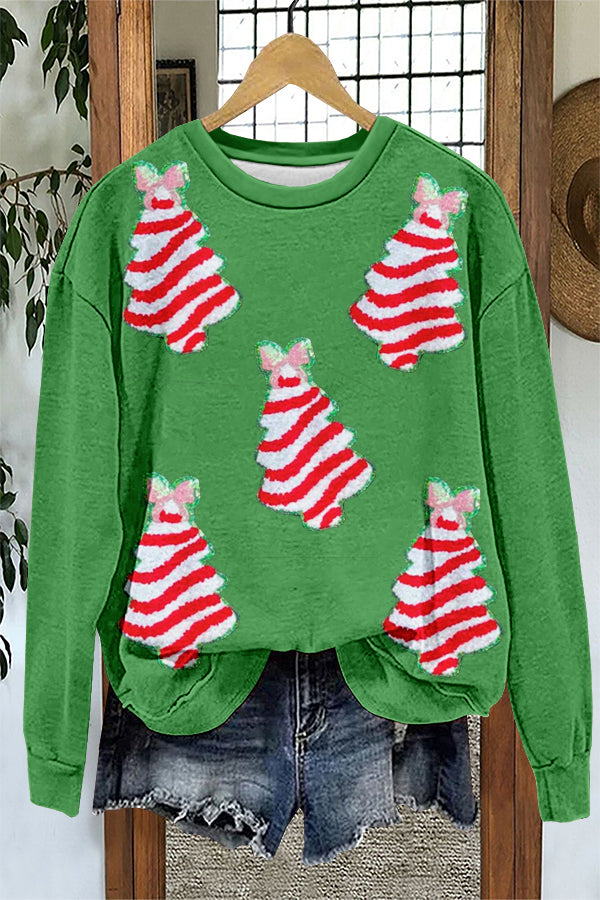 Shiny Cute Christmas Tree Print Sweatshirt