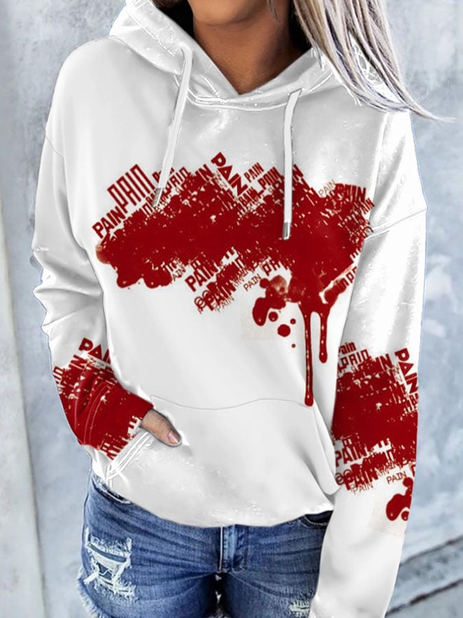 Women'S Halloween Bloody Print Hoodie