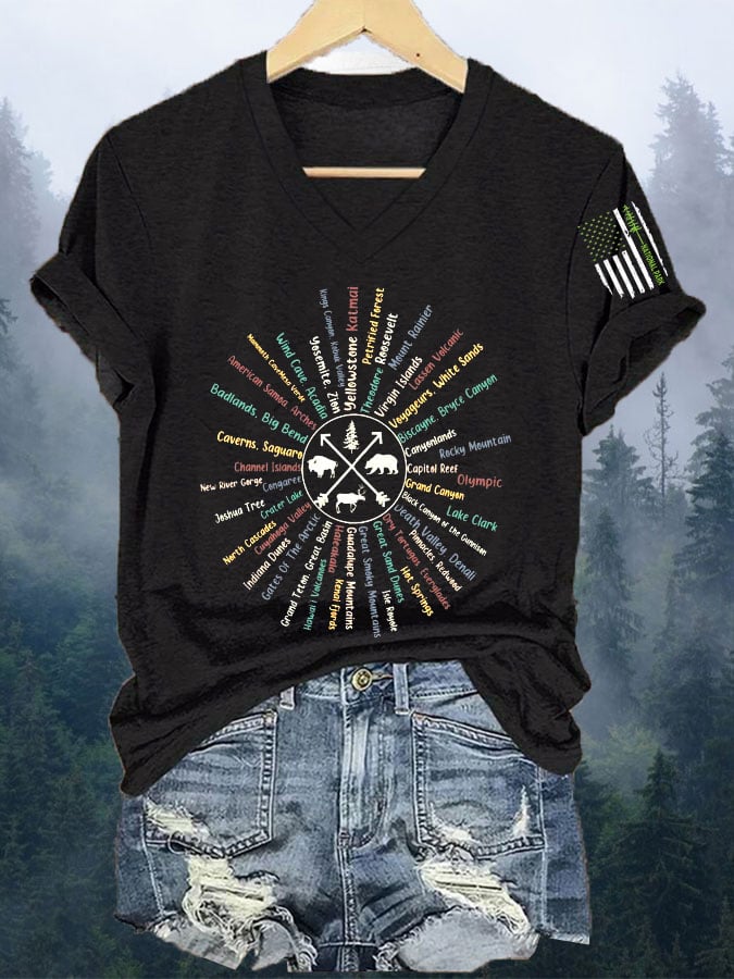 Women's Vintage National Park Print  T-Shirt
