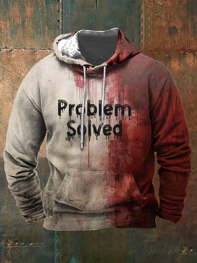 Men's Problem Solved Halloween Print Hoodie