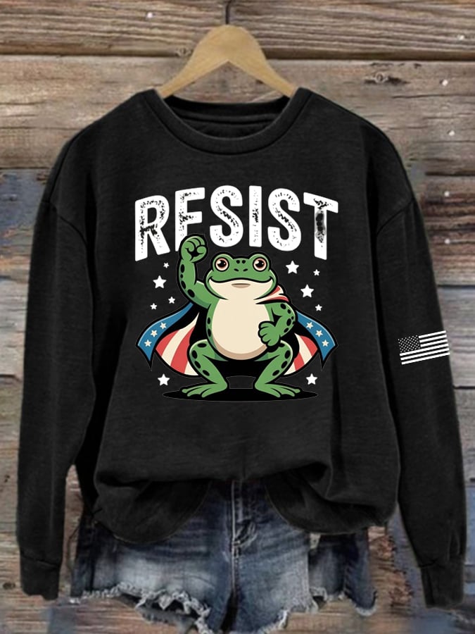 Women's Portland Frog Print Casual Sweatshirt