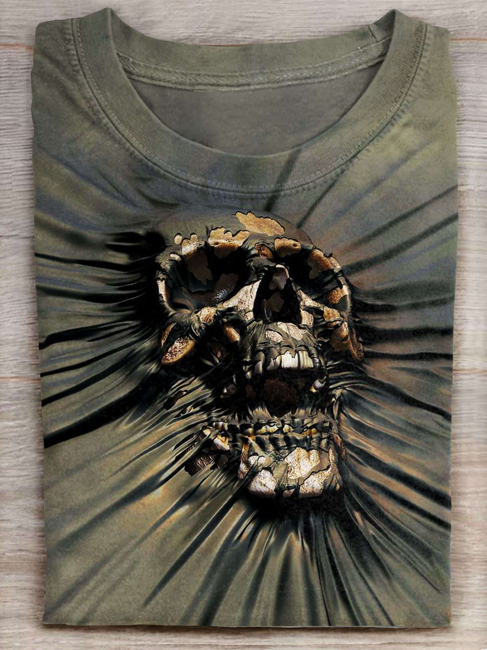Breakthrough Skull Art Print Casual Short Sleeve T-shirt