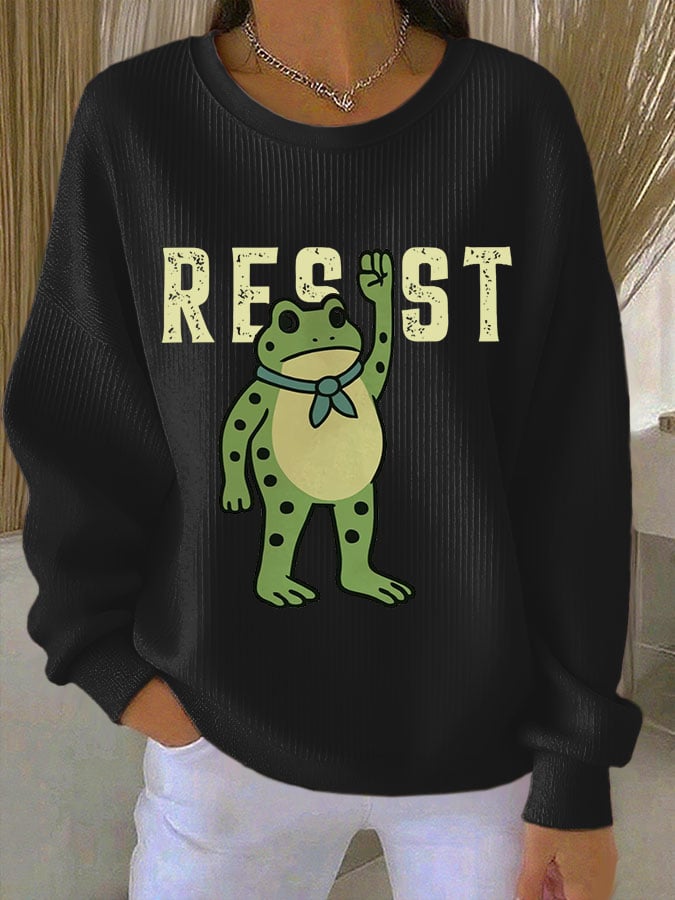 Women's Resist Frog Print Casual Sweatshirt