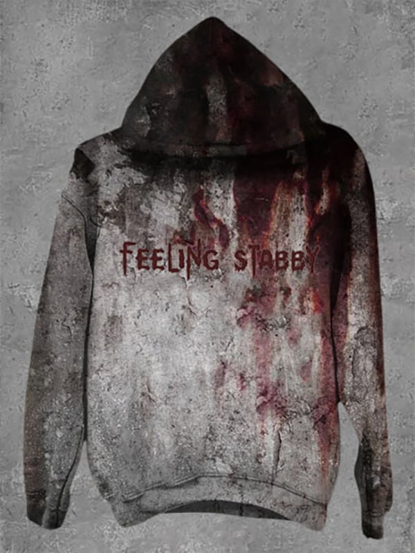 Women's Bloody Halloween Feeling Stabby Print Hoodie