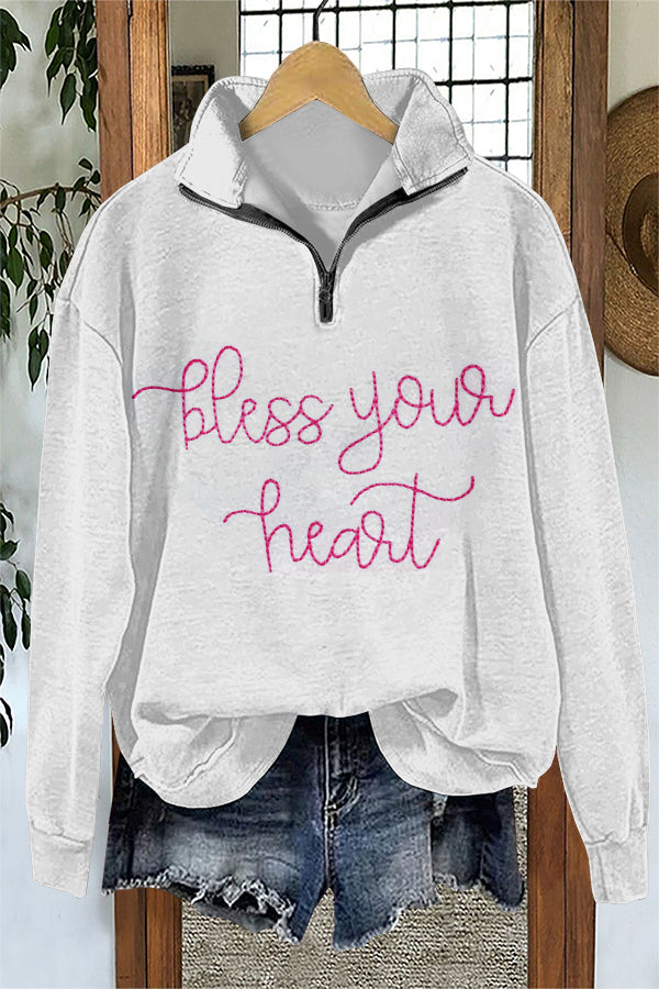Cute Christmas Bless Print Sweatshirt