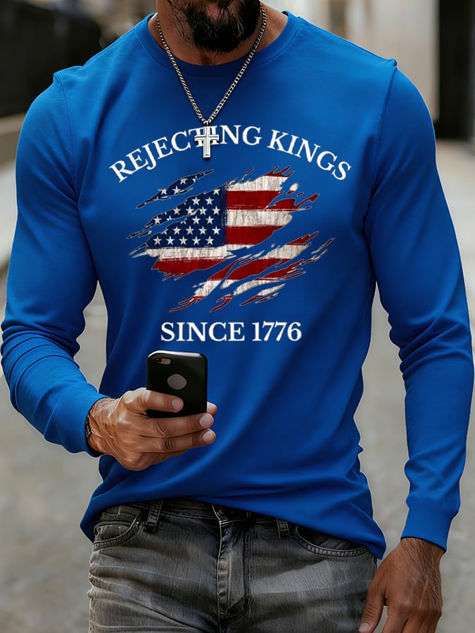 Men'S “Rejecting Kings Since 1776” Print Casual T-Shirt