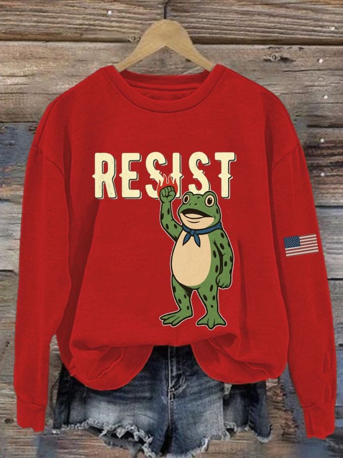 Women's Portland Frog Print Casual Sweatshirt